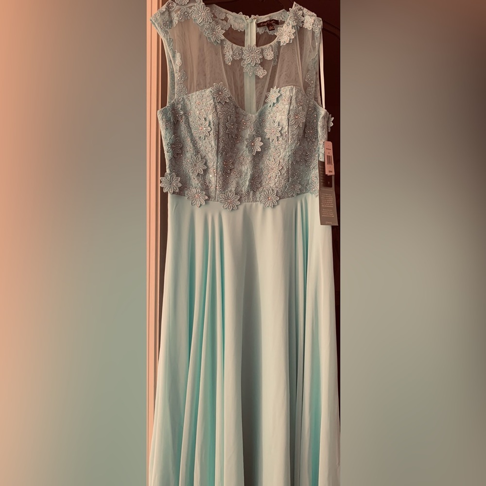 Mint Green Size 11 Lace Rhinestones Gown Mesh